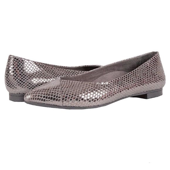 VIONIC Caballo Silver Faux Snake Orthotic Arch Support Pointed Toe Flats - Picture 4 of 9
